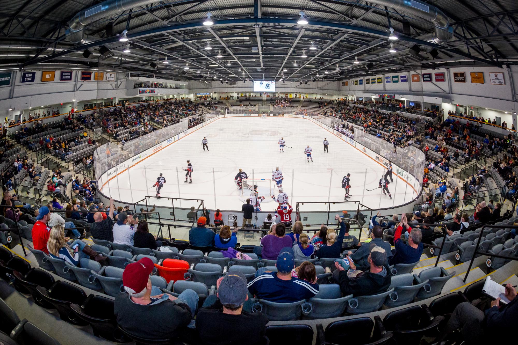 An overview of the Gene Polisseni Center during the Rochester Americans game on Oct. 1, 2015. Photograph by Rob Rauchwerger.
