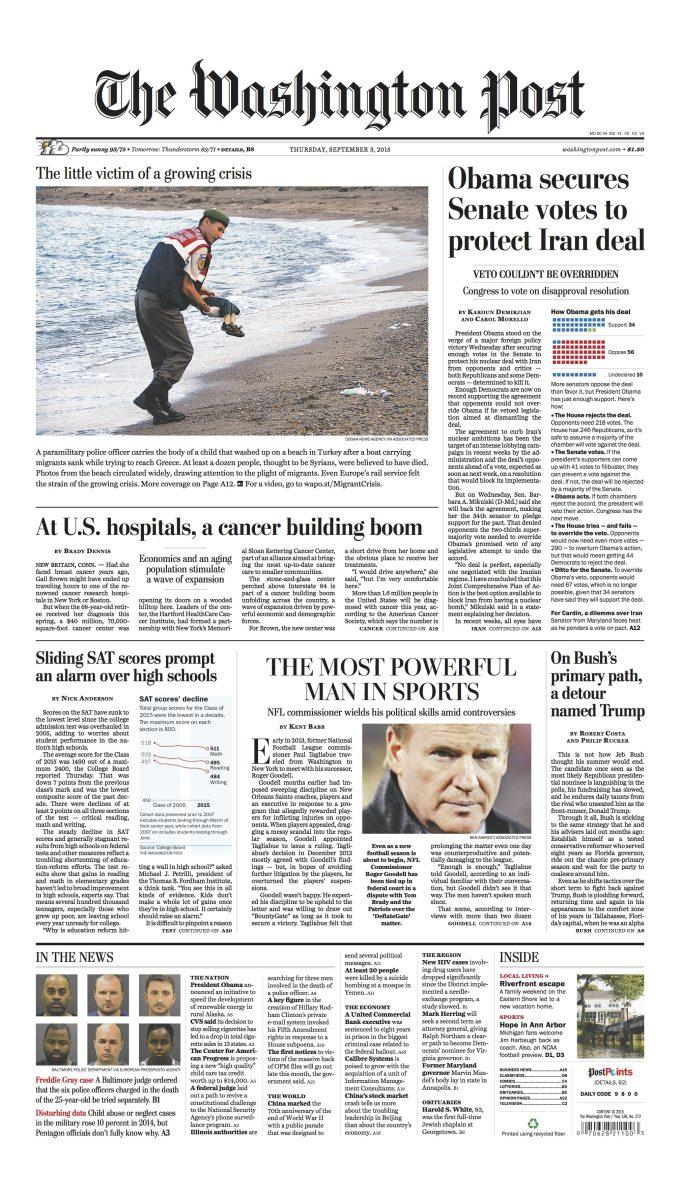 Front page courtesy of The Washington Post.