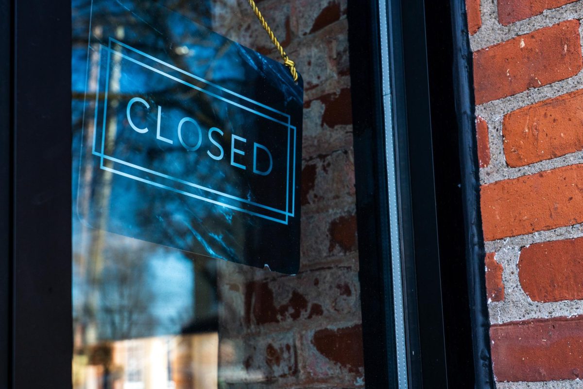 A “CLOSED” sign on the door of Petit Poutinerie on April 1st, 2025 in Rochester, NY.