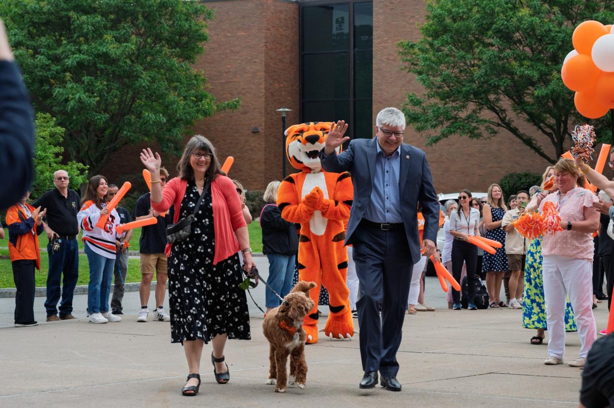 The campus community welcomes new President Bill Sanders, his wife, Emily, and their Labradoodle, Ollie on July 1, 2025 for his first official day at RIT.