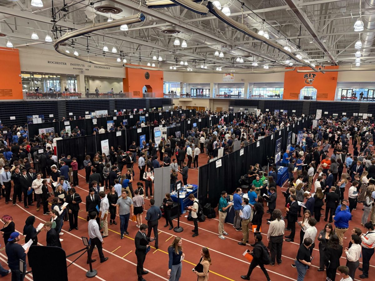 RIT students at the University Career Fair in the Gordon Field House on Oct. 8, 2025. 