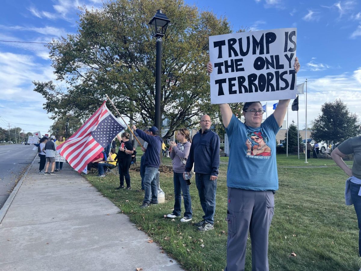 Protesters at the 'No Kings Protest' in Henrietta, N.Y. on Oct. 18, 2025.