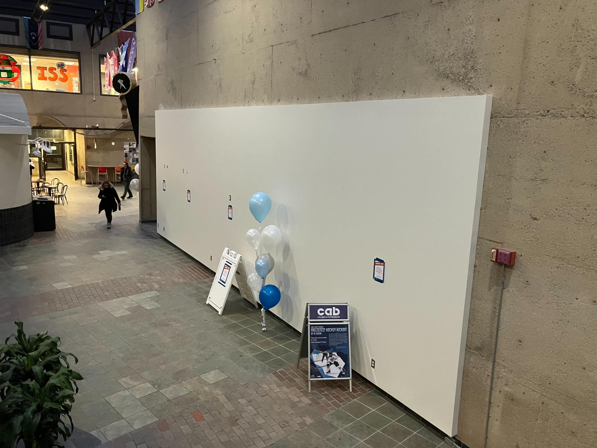 The under-construction International Students display in the SAU at RIT on Jan. 23, 2026.
