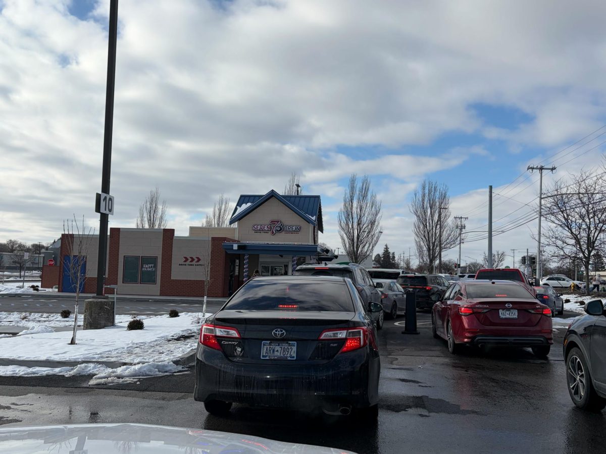 The full drive-thru at 7 Brew’s Greece, N.Y. location on the afternoon of Jan. 18, 2026.
