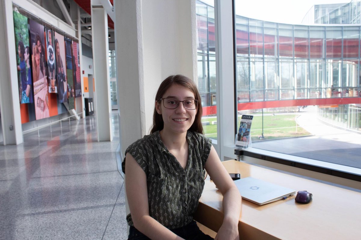 Mary Stampfli, a first year electrical engineering major, sits in the SHED.