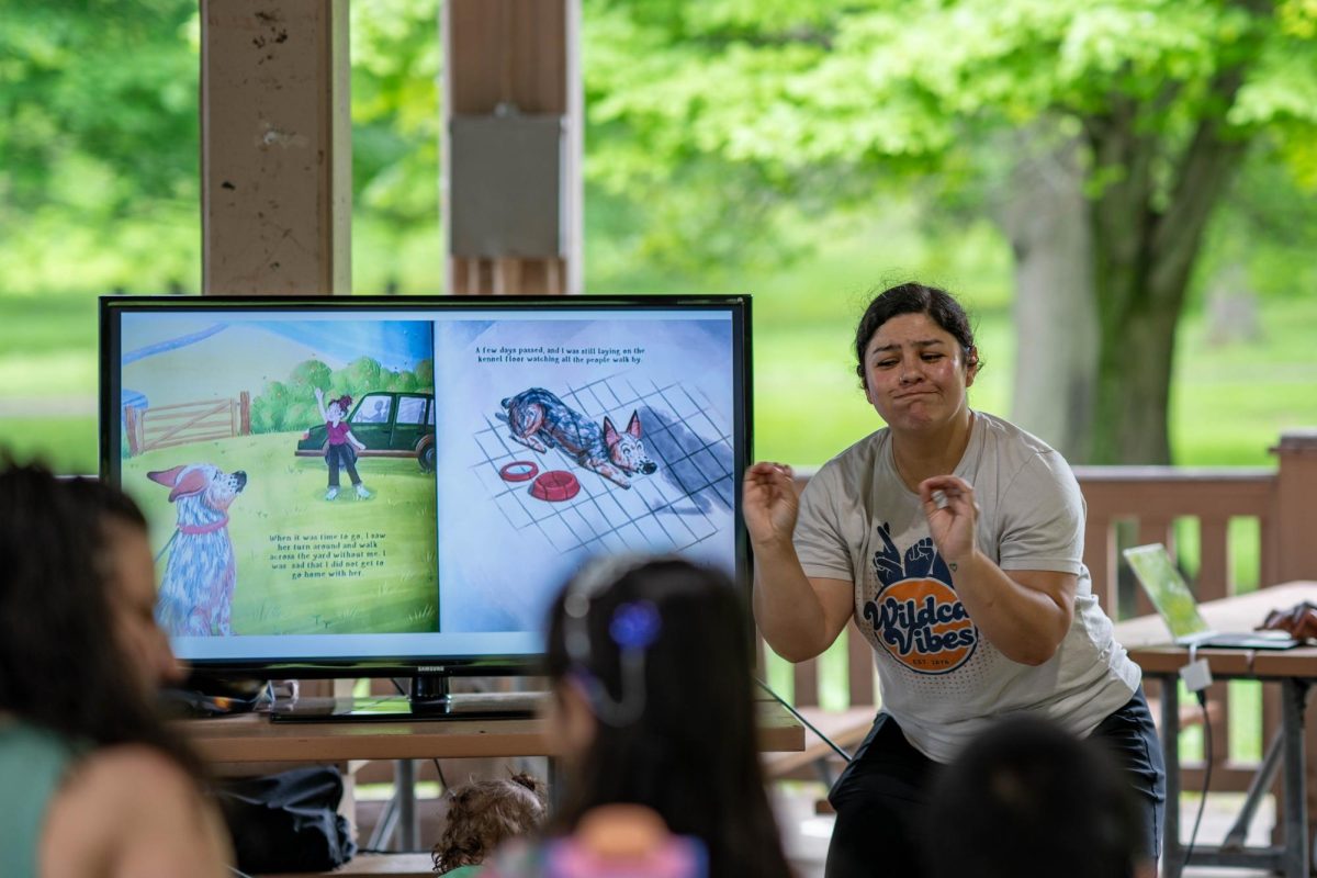 A presenter signs during ASL story time at the Rochester Deaf Festival in Genesee Valley Park in Rochester, NY, Saturday, June 6, 2026. (Reporter Magazine/Colin Rills)