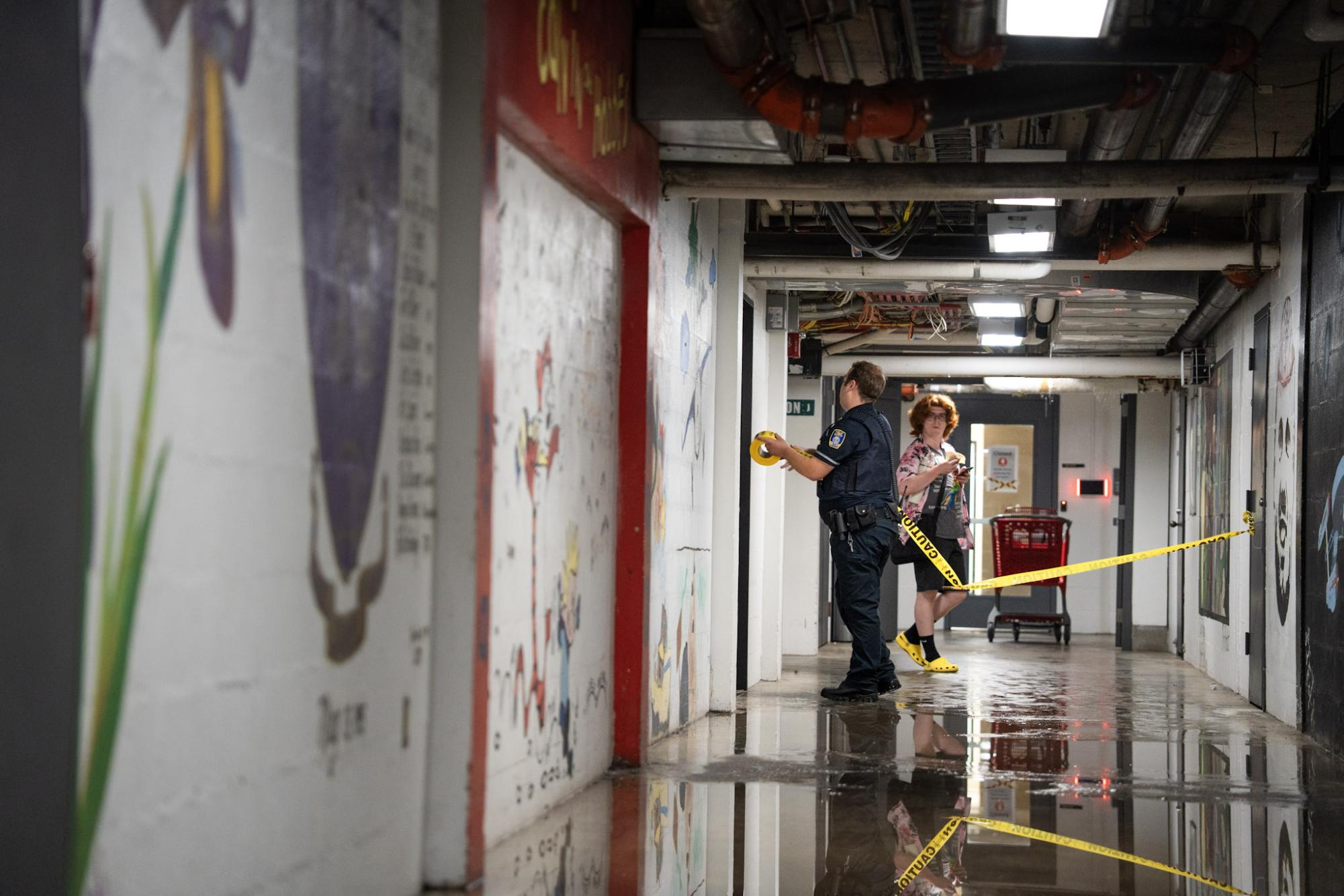 A Public Safety officer sections off tunnels on September 2, 2026.